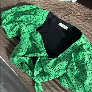 Bev & Bridge Green polka dot tie top